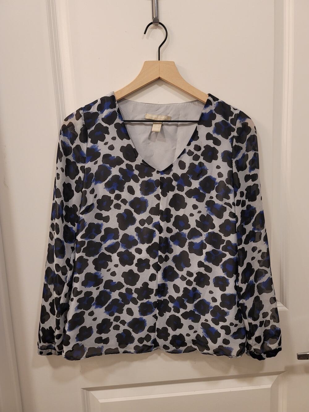 Banana Republic Blue Leopard Print Blouse